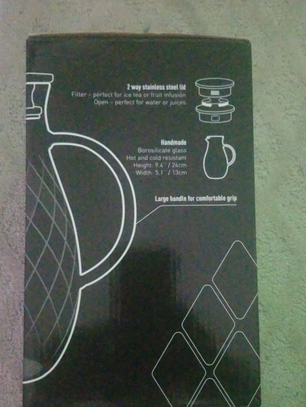 Glass Pitcher - Clear Diamond-Style Pattern - Picture 2 of 8